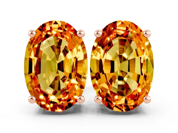 Oval Cut Citrine Stud Earrings Rose gold