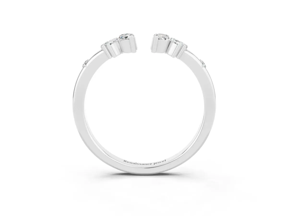Open Marquise Cluster Moissanite Band with Prong Setting Silver