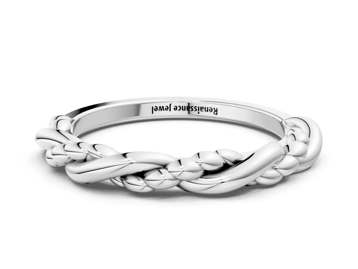 Twisted Rope Solitaire Band Silver