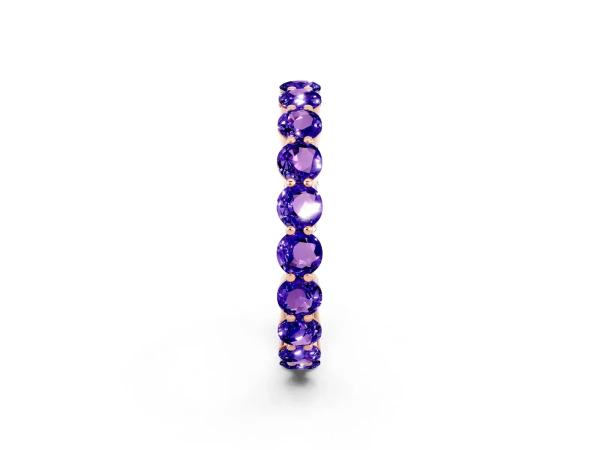 Round Tanzanite Eternity Band with U-Prong Setting Rose gold