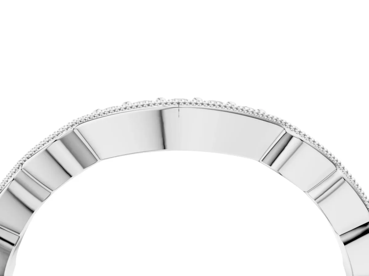 Scalloped Diamond Round Cut Eternity Band with Pavé Setting Platinum