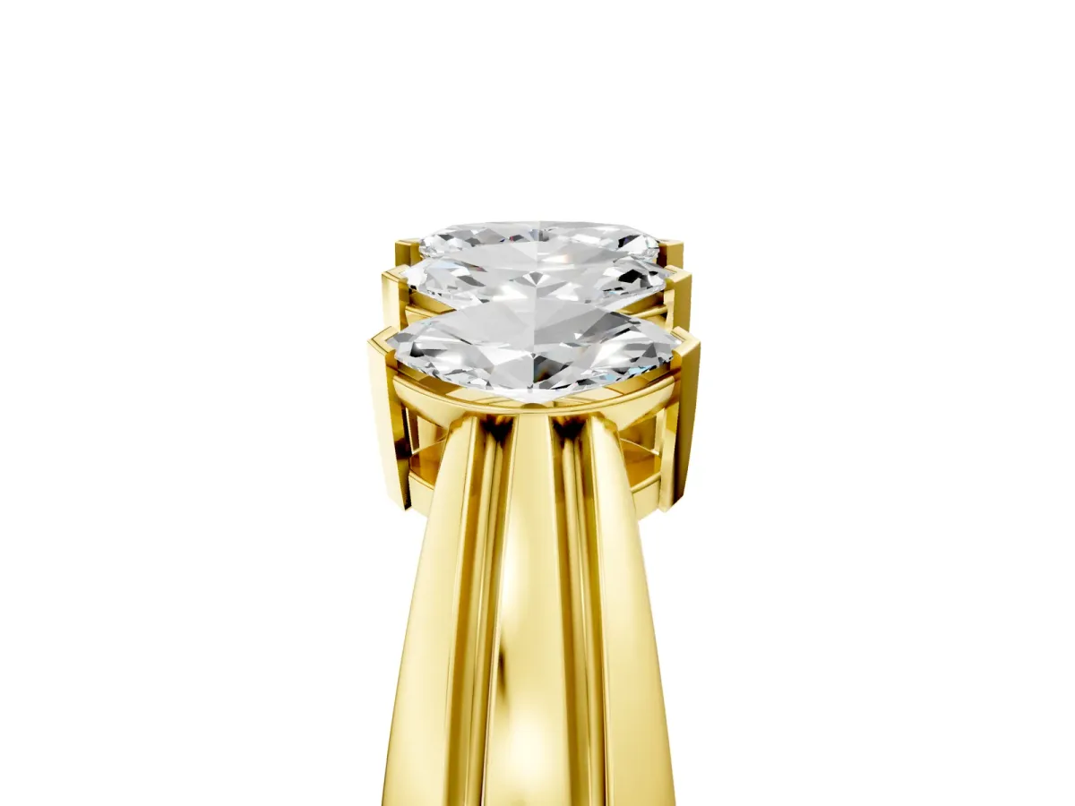 Five-Stone Marquise Diamond Split Shank Ring with Shared Prong Setting Yellow gold