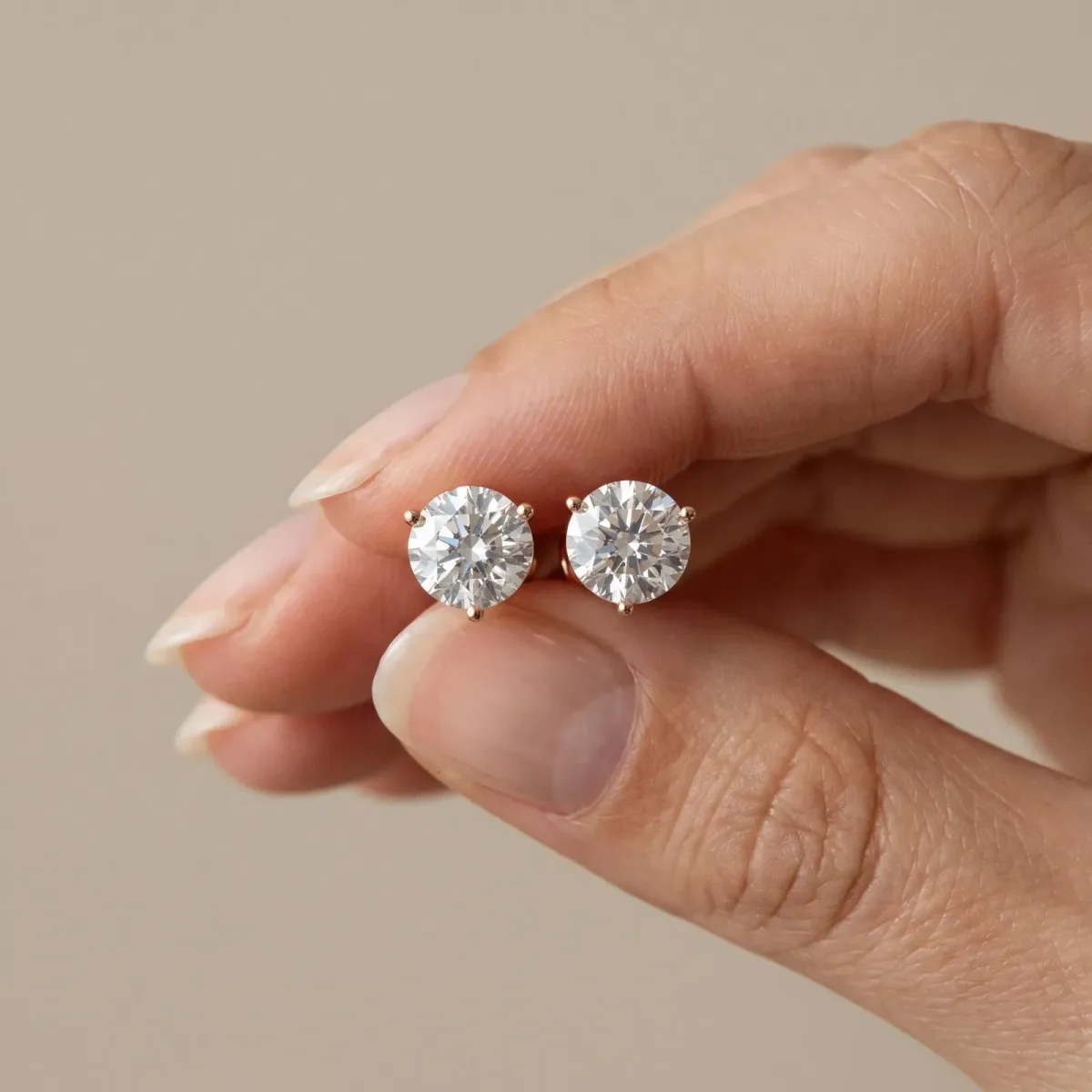 Round Brilliant Diamond Martini Stud Earrings Rose gold