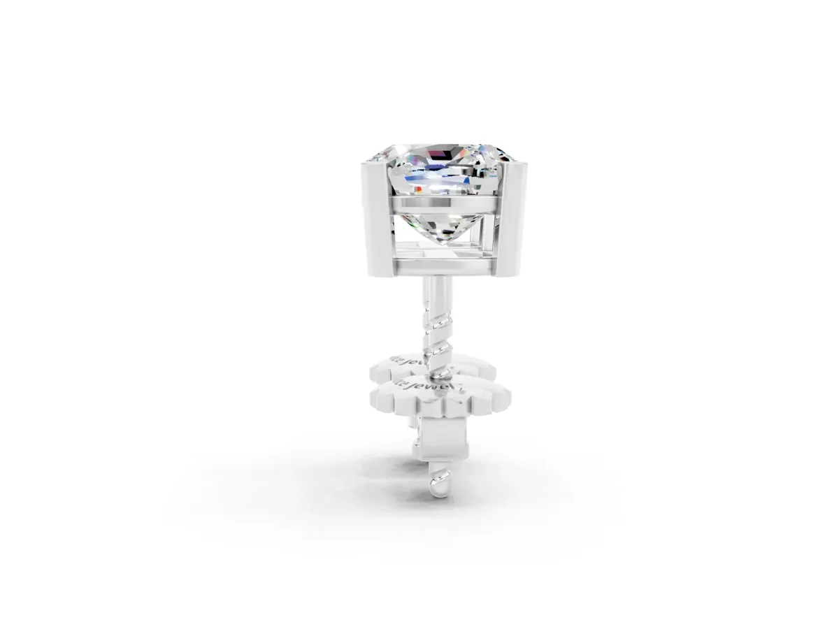 Cushion Cut Moissanite Stud Earrings Platinum