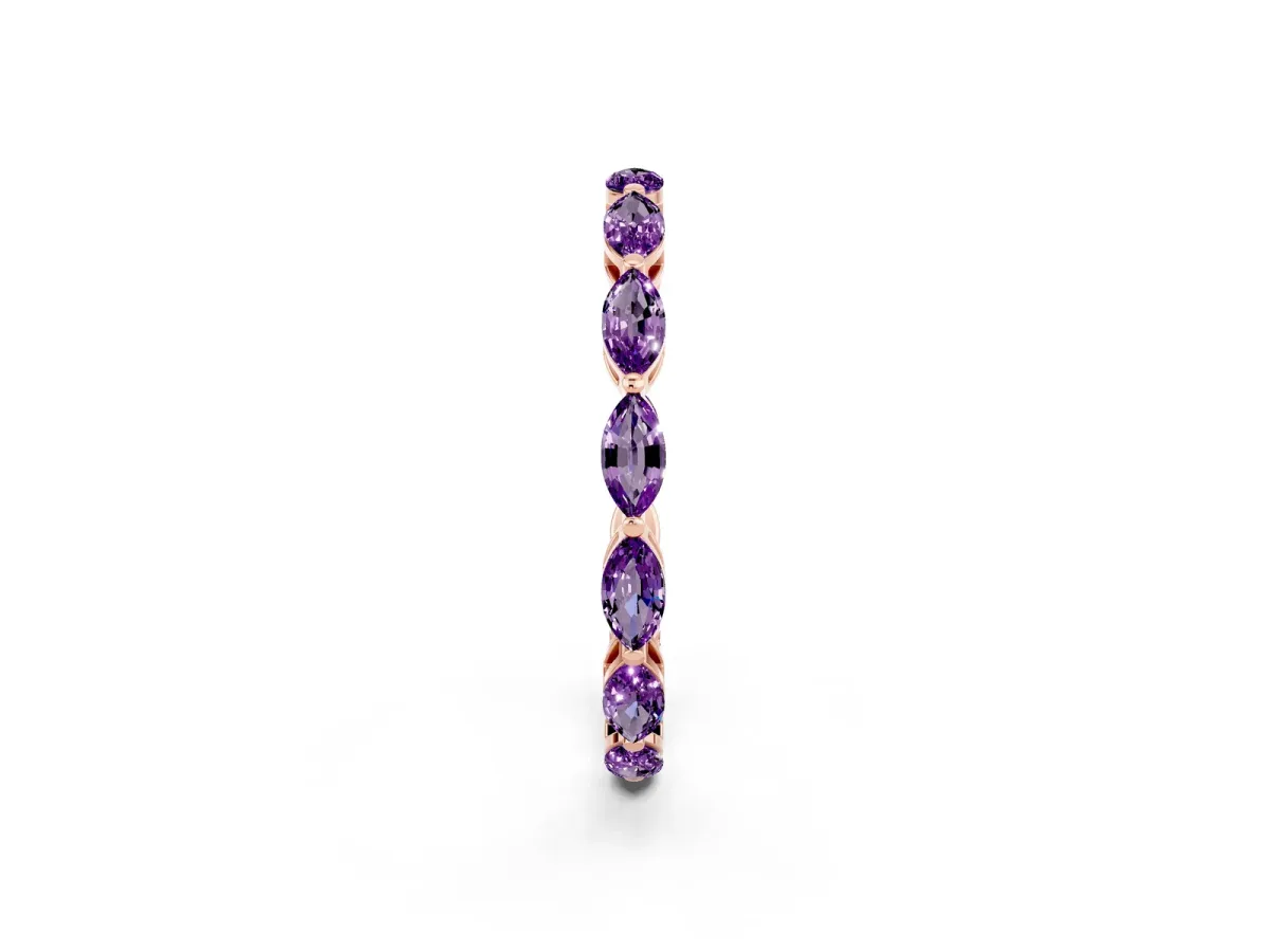 Marquise Amethyst Eternity Band with U-Prong Setting Rose gold
