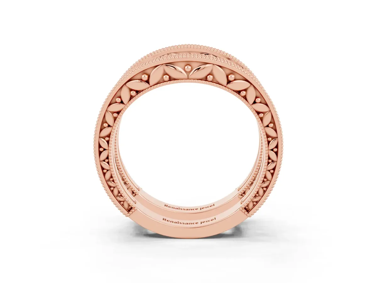 Round Tanzanite Milgrain Eternity Band with Channel Setting Rose gold