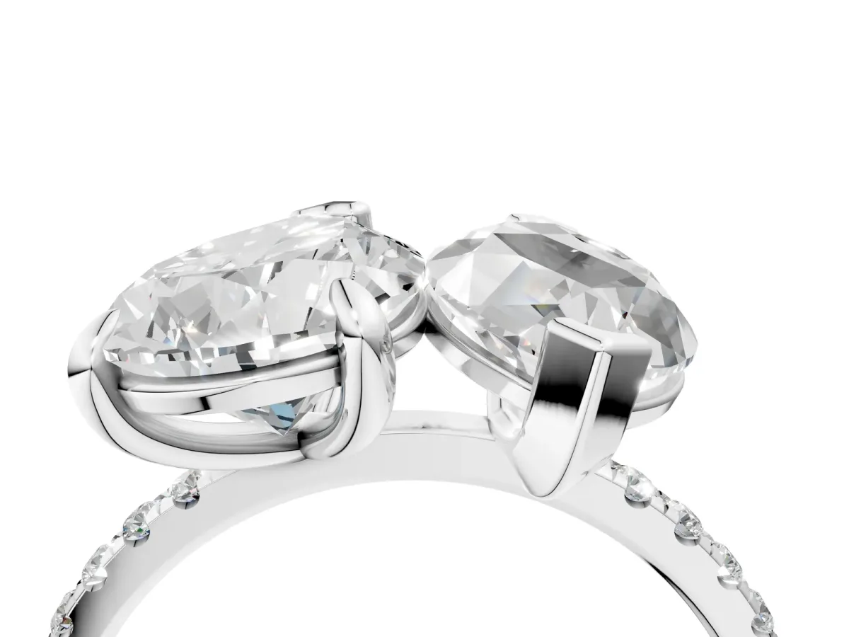 Pear and Marquise Toi Moi Ring with Prong Setting and Micro Pave Band Silver