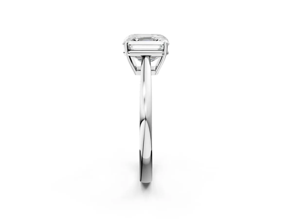 Asscher Cut Solitaire Diamond Ring with Split Shank and Four-Prong Setting Platinum