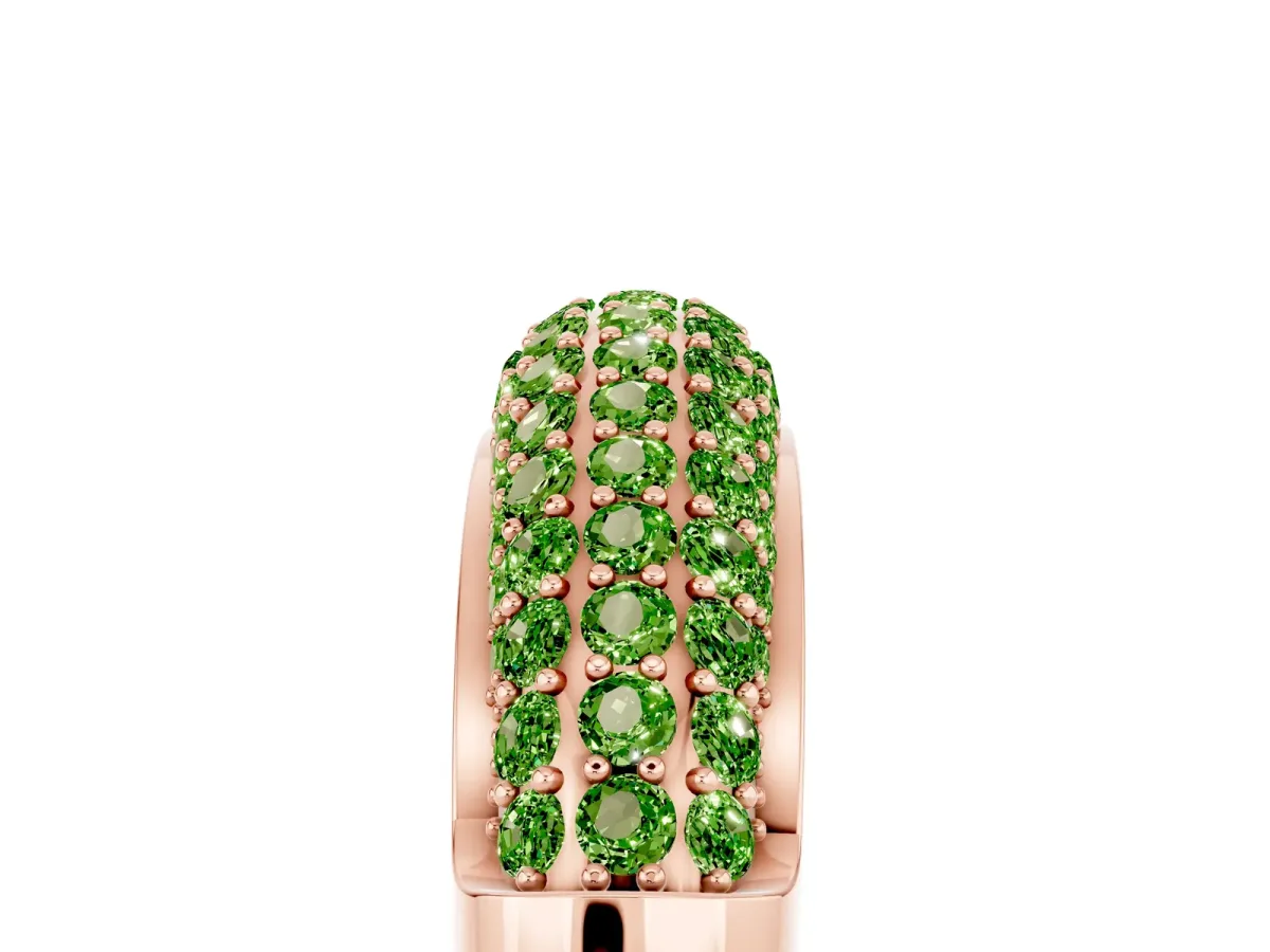 Three-Row Pavé Round Peridot Dome Band Rose gold