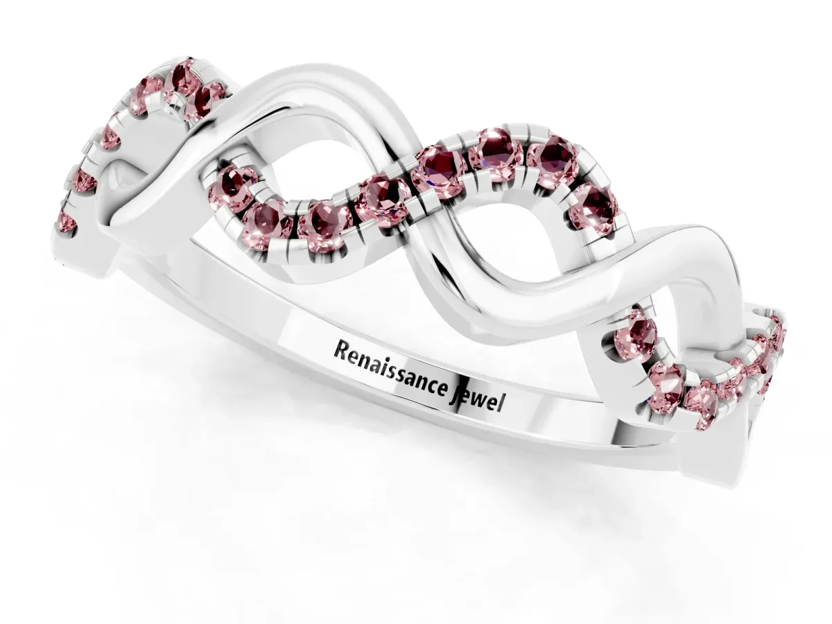 Twist Infinity Round Morganite Band with Pavé Setting Platinum