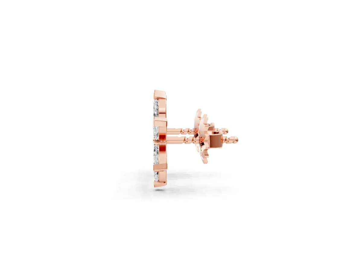 Marquise Diamond Sunflower Stud Earrings Rose gold