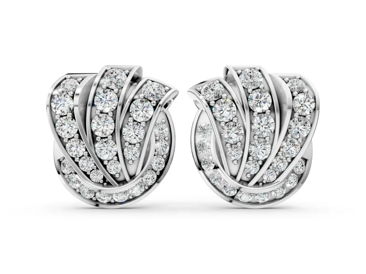 Round Diamond Pavé Knot Stud Earrings Silver