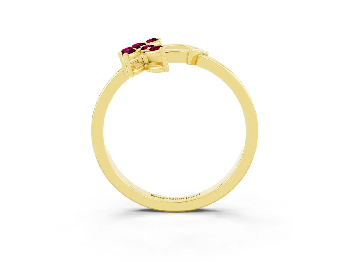 Marquise Garnet Cluster Bypass Ring with Prong Setting Yellow gold
