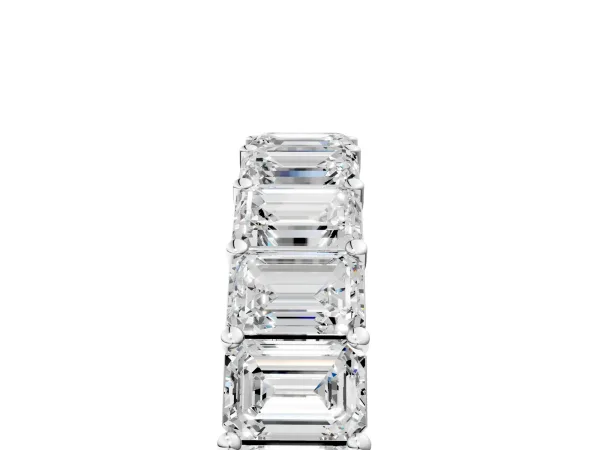 Emerald Cut Diamond Eternity Band with Shared Prong Setting Silver