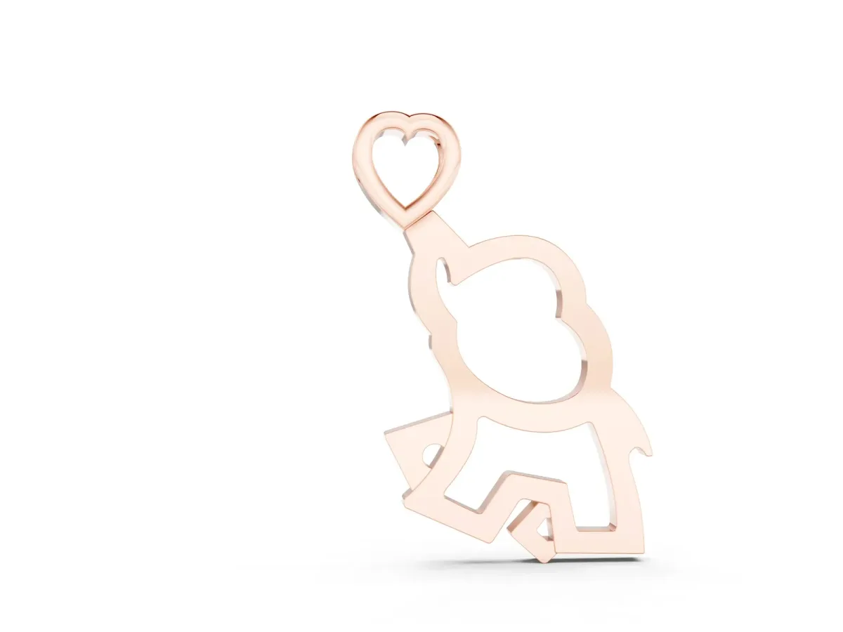 Silver Elephant Heart Pendant Rose gold
