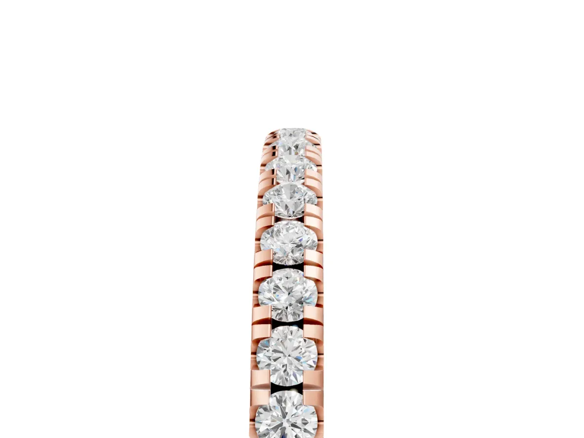 Pavé Round Diamond Half Eternity Band with Shared Prong Setting Rose gold