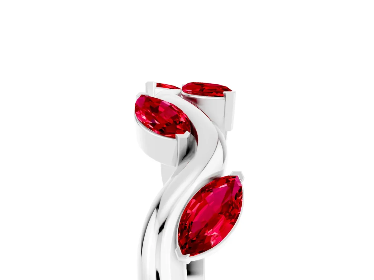 Marquise Ruby Twisted Band with Prong Setting Platinum