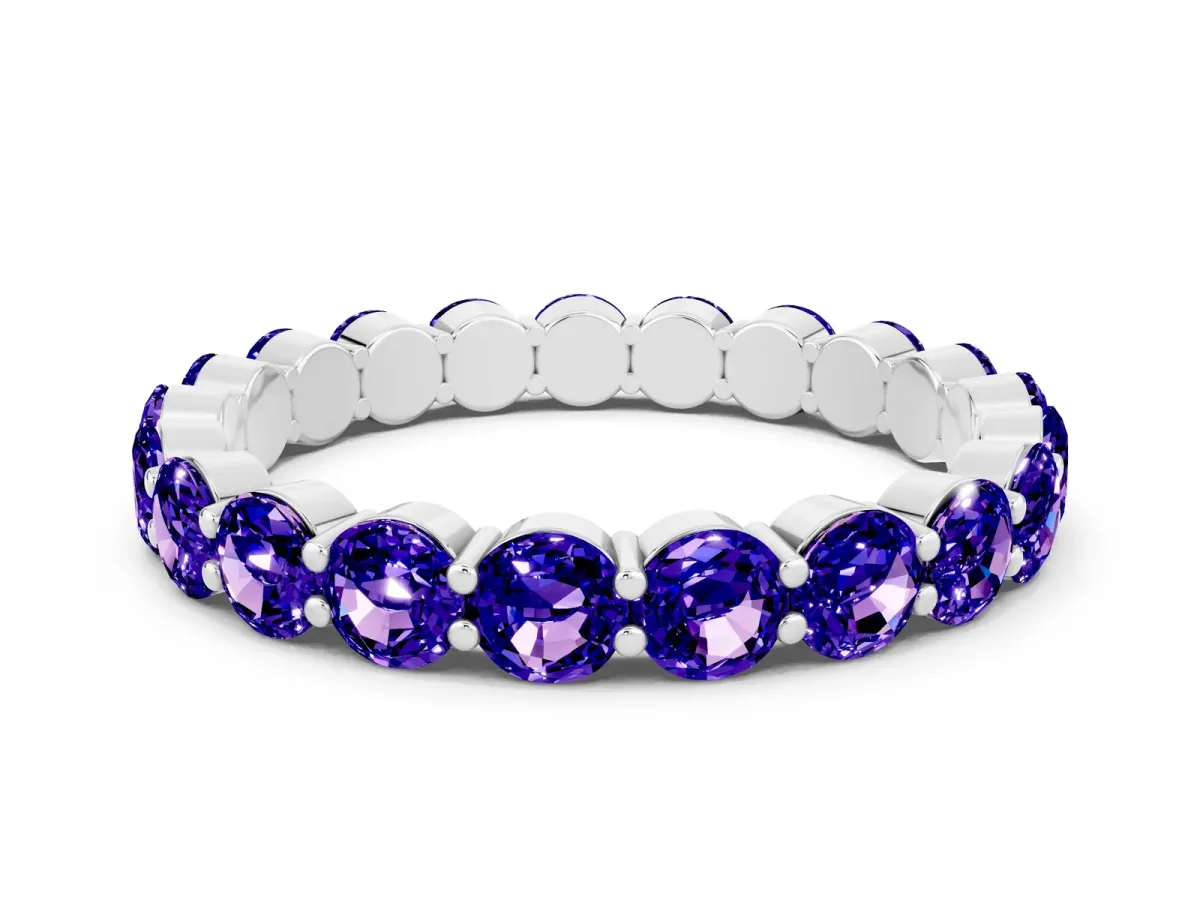 Round Tanzanite Eternity Band with U-Prong Setting Silver