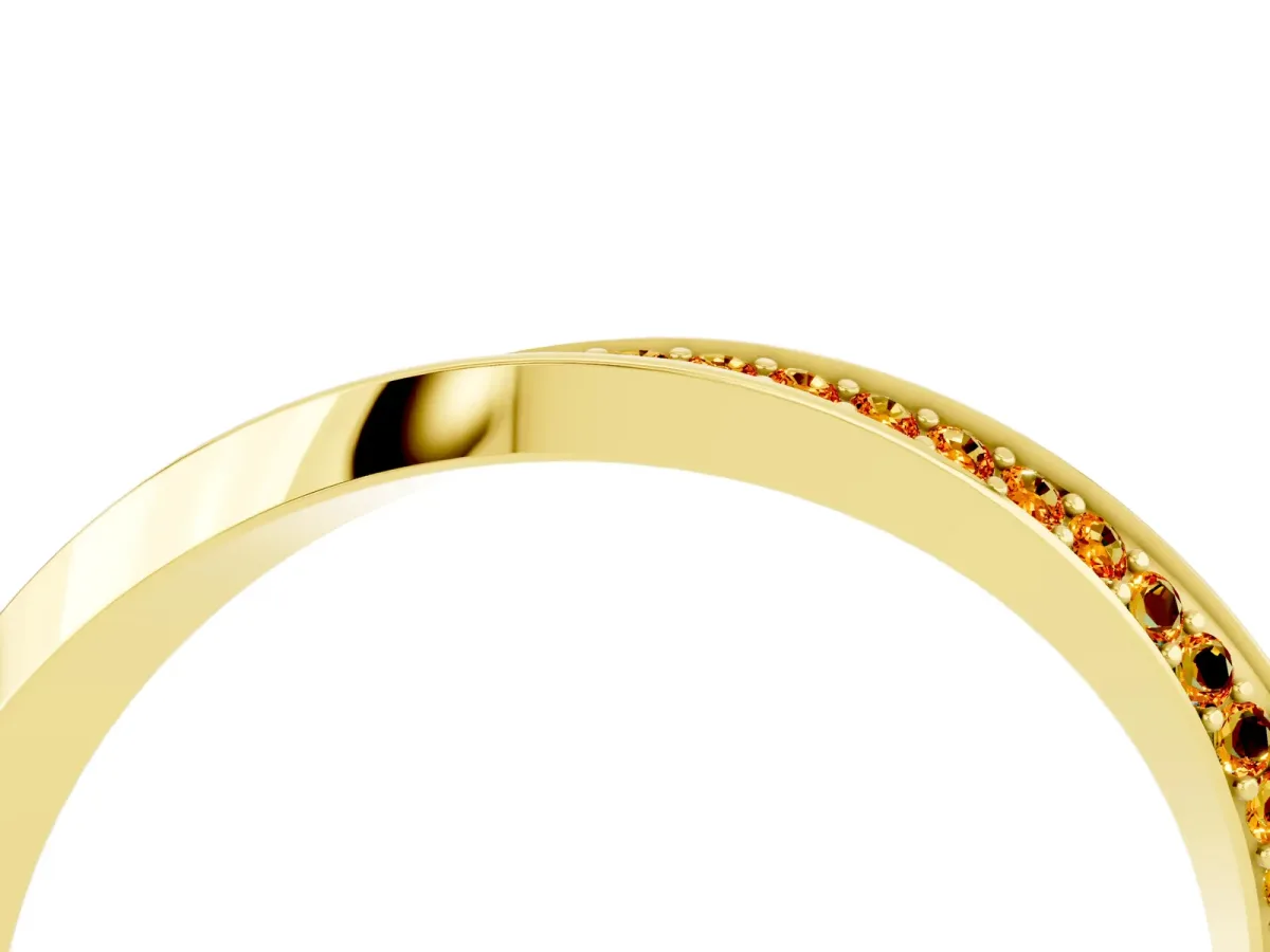 Pavé Round Citrine Twist Band Yellow gold