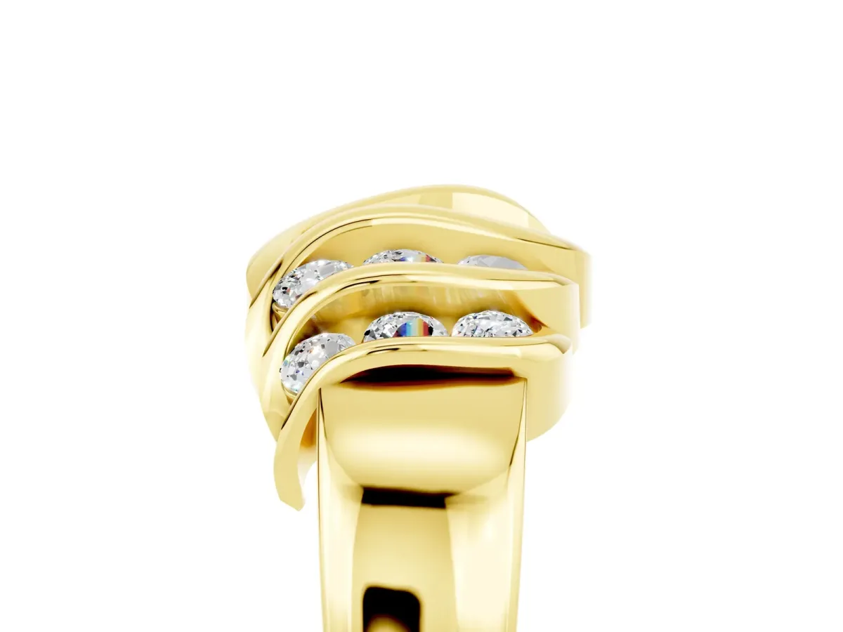 Round Moissanite Multi-Row Crossover Band Yellow gold