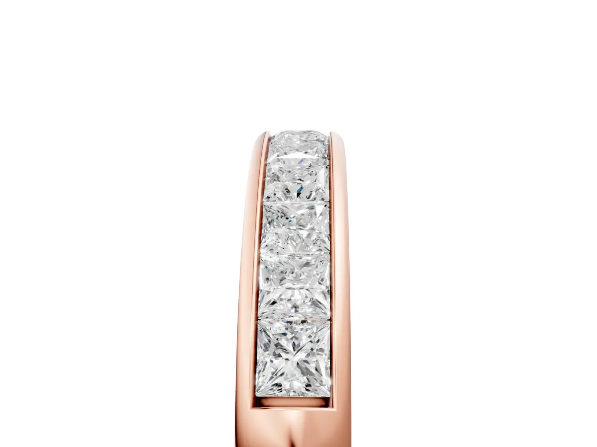 Channel Set Princess Cut Diamond Eternity Band Rose gold