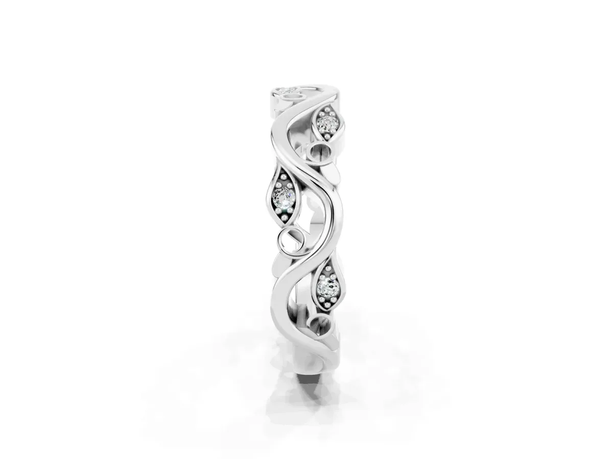 Marquise Moissanite Vine Eternity Band with Bezel Setting Silver