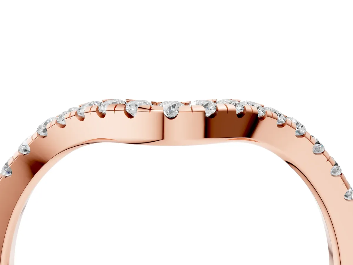 Pavé Round Diamond Infinity Twist Band with Shared Prong Setting Rose gold