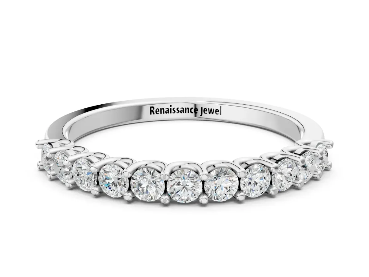 Round Diamond Pavé Half-Eternity Band Silver