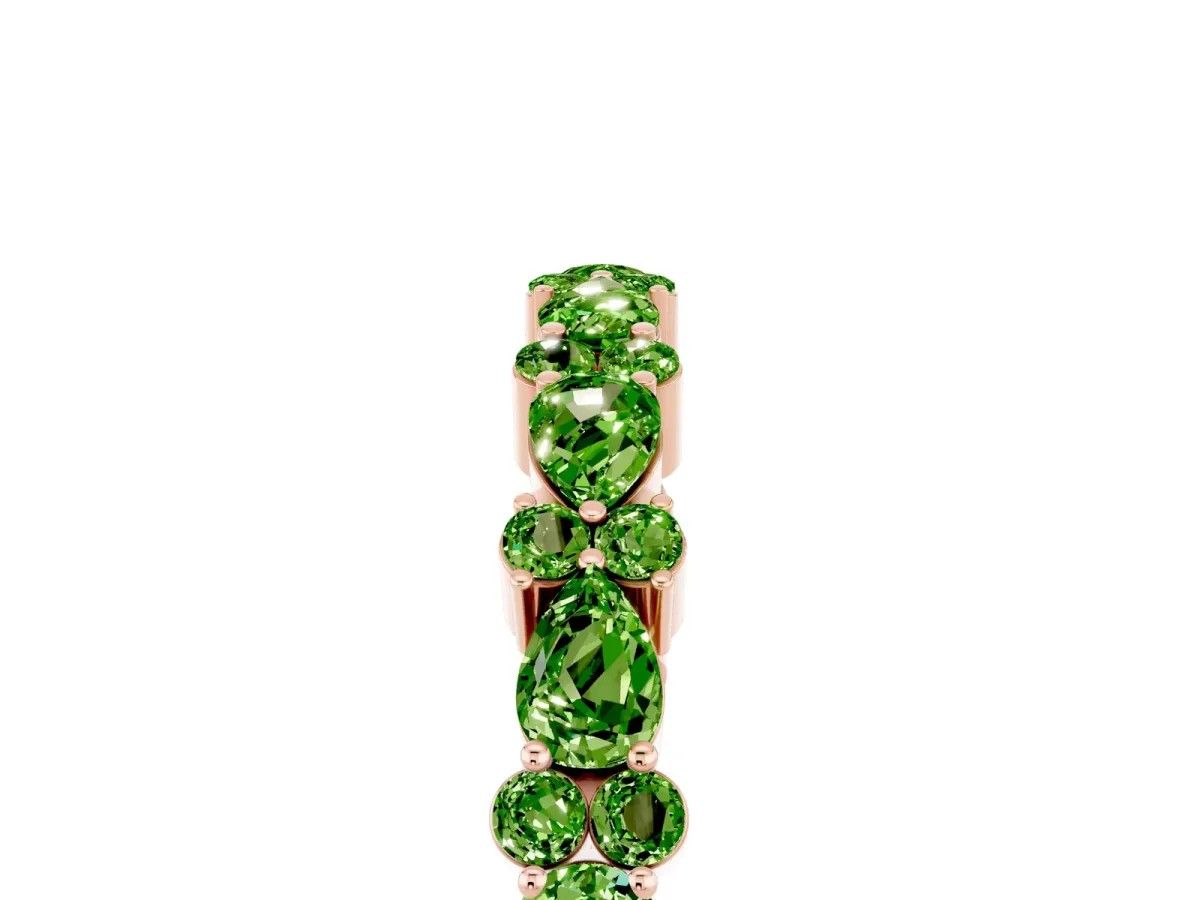 Pear and Round Peridot Wedding Band Rose gold