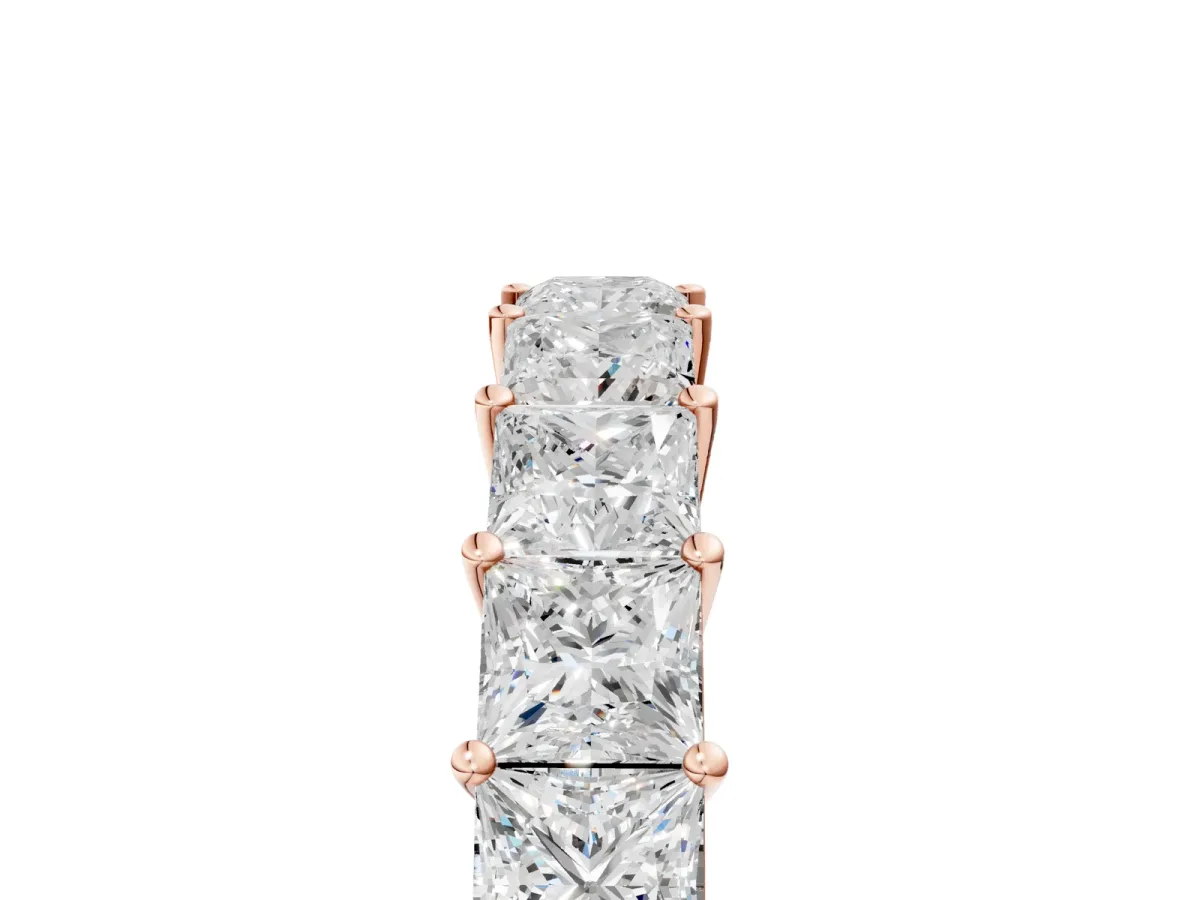Princess Cut Half Eternity Band with Shared Prong Setting Rose gold