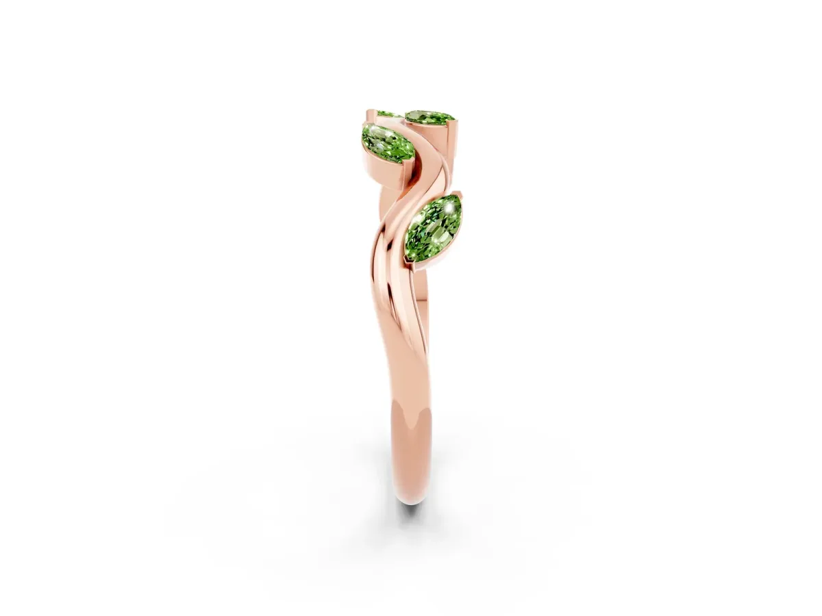 Marquise Peridot Twisted Band with Prong Setting Rose gold