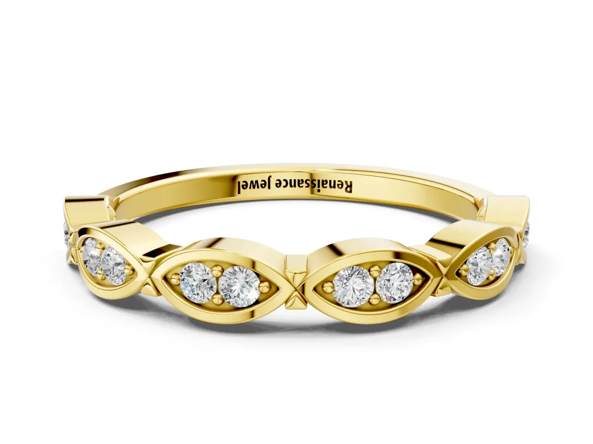 Marquise Diamond Bezel Set Eternity Band Yellow gold