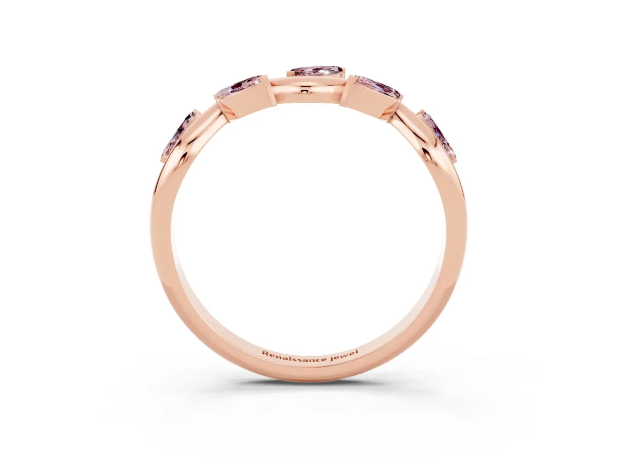 Marquise Morganite Twisted Band with Prong Setting Rose gold