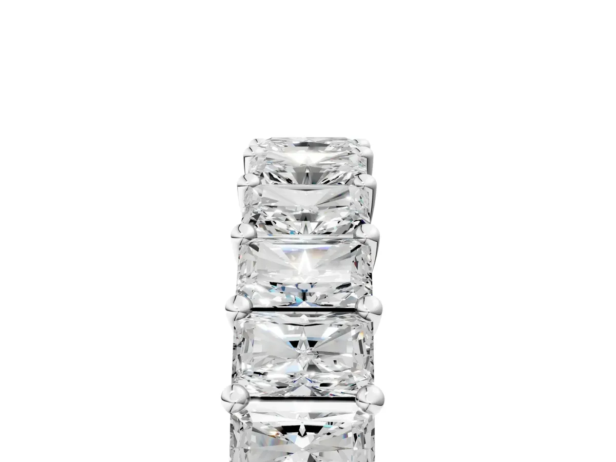 radiant Cut eternity band with shared prong setting Platinum
