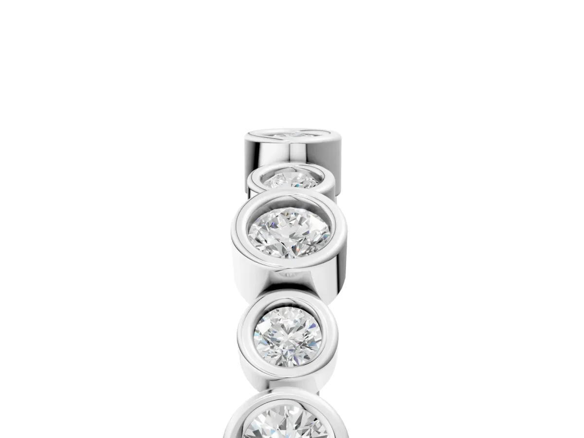 Bezel Set Round Diamond Half Eternity Band Silver