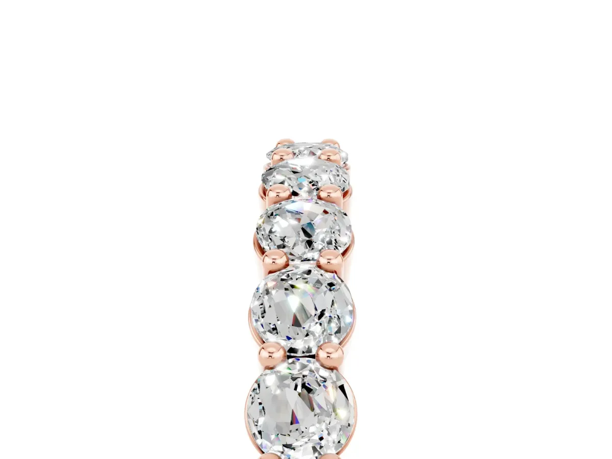 Round Moissanite Half Eternity Band with Prong Setting Rose gold