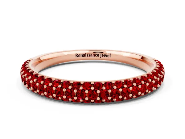 Round Ruby Pavé Eternity Band with Shared Prong Setting Rose gold