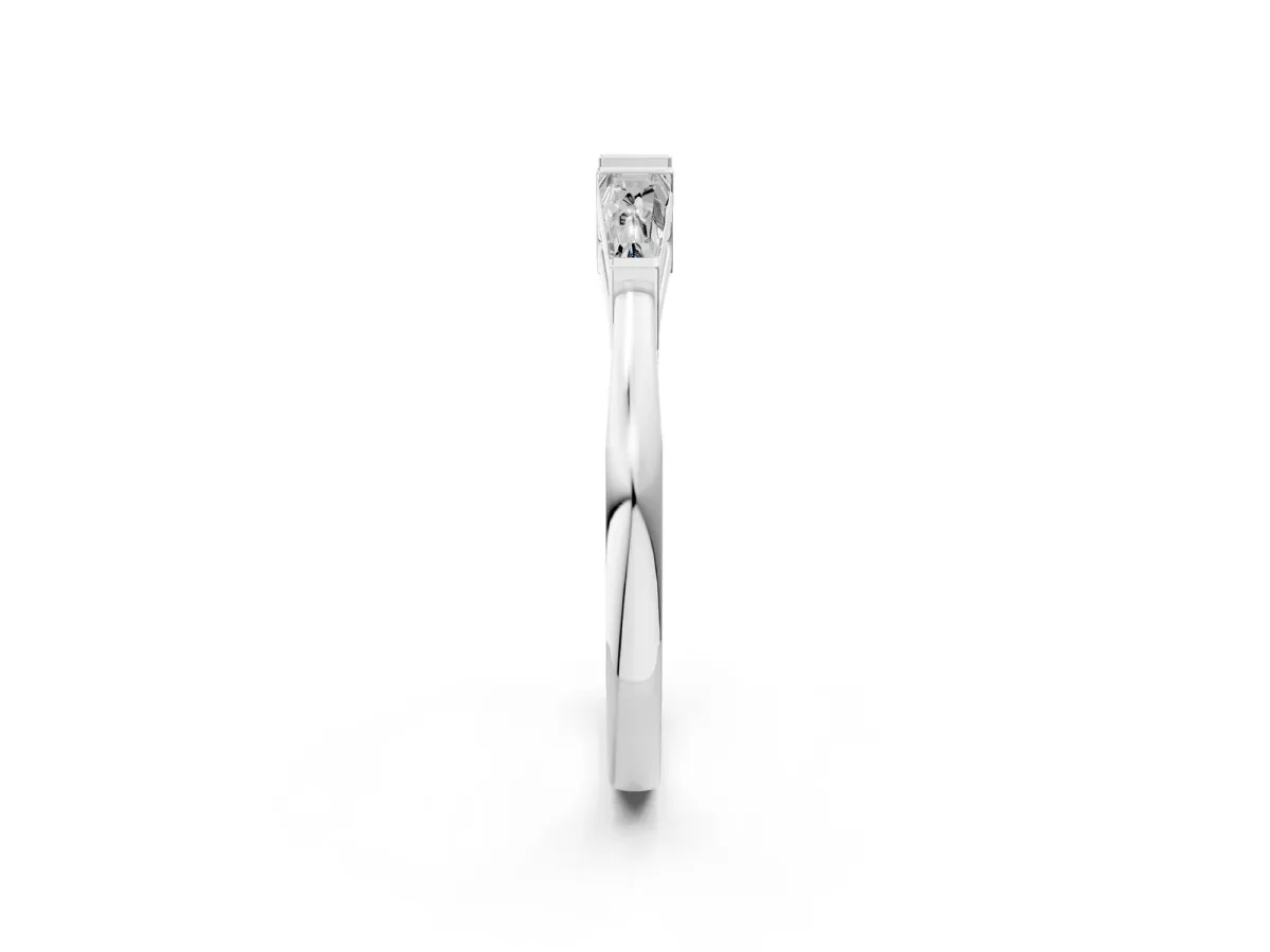Baguette Diamond Open Band with Bar Prong Setting Platinum