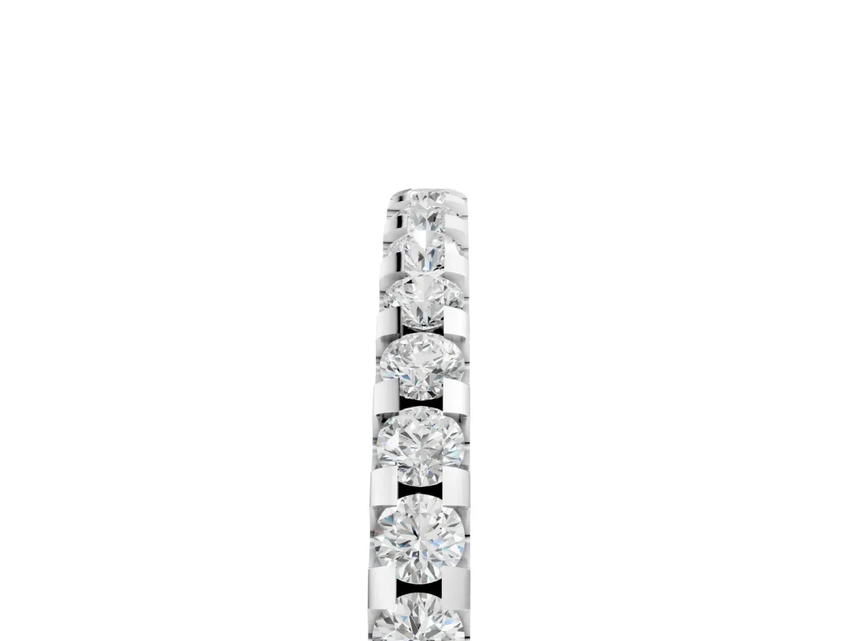 Round Diamond Half Eternity Band with Pavé Setting and Shared Prong Silver