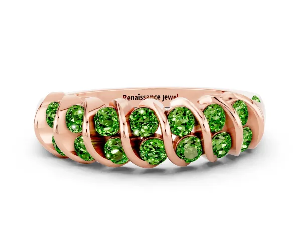 Channel Set Round Peridot Multi-Row Band Rose gold