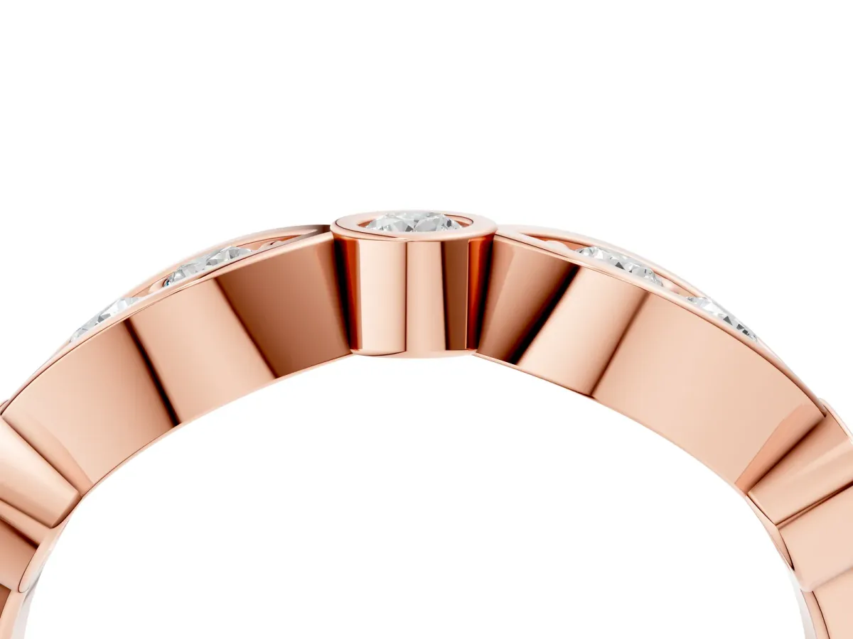 Bezel Set Round Diamond Marquise Band Rose gold