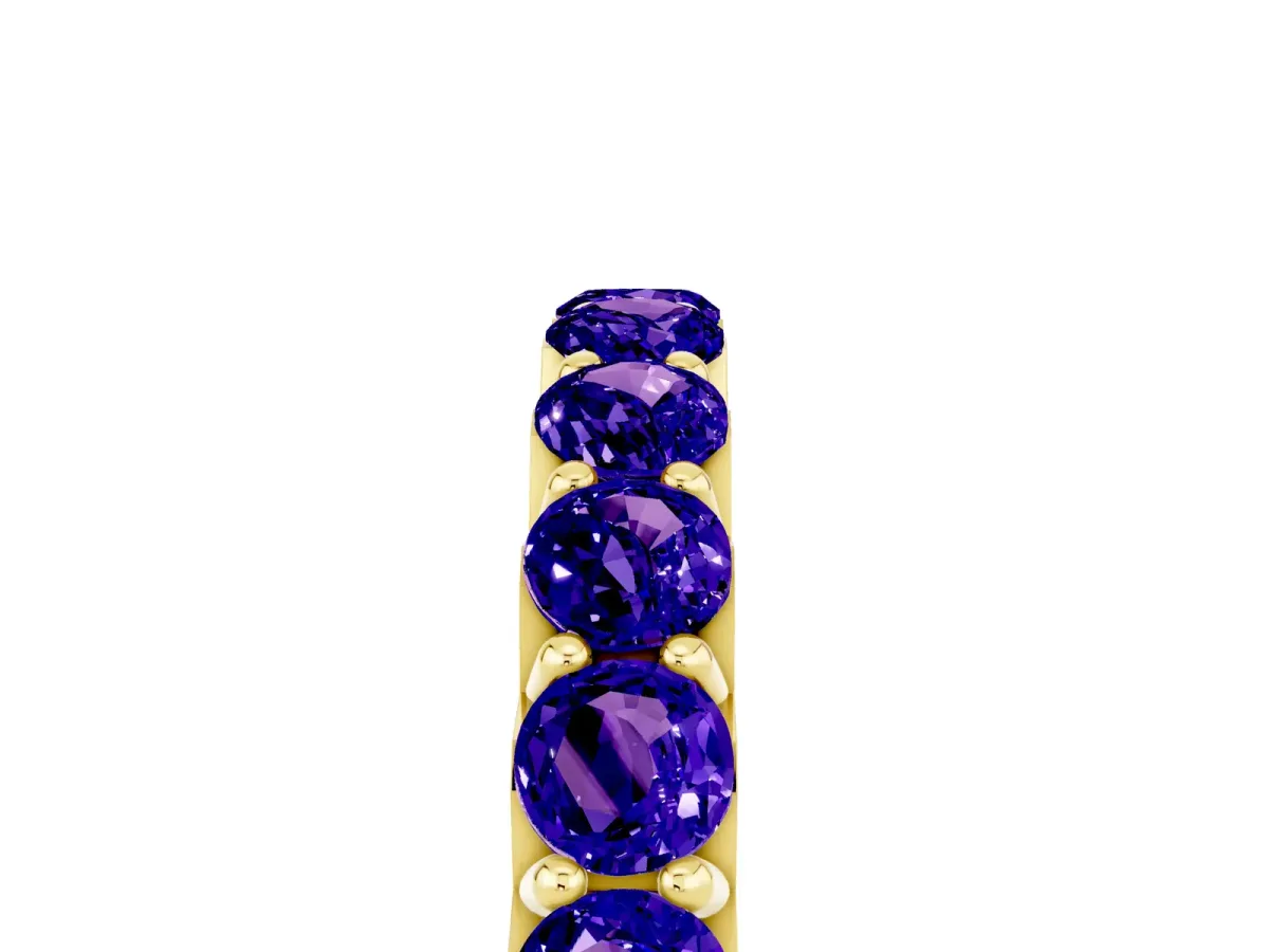 Round Tanzanite Half Eternity Band with Classic Prong Setting Yellow gold