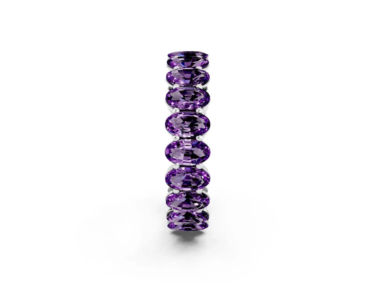 Oval Cut Amethyst Eternity Band with Shared Prong Setting Silver
