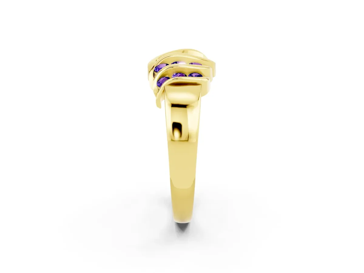 Round Tanzanite Multi-Row Crossover Band Yellow gold