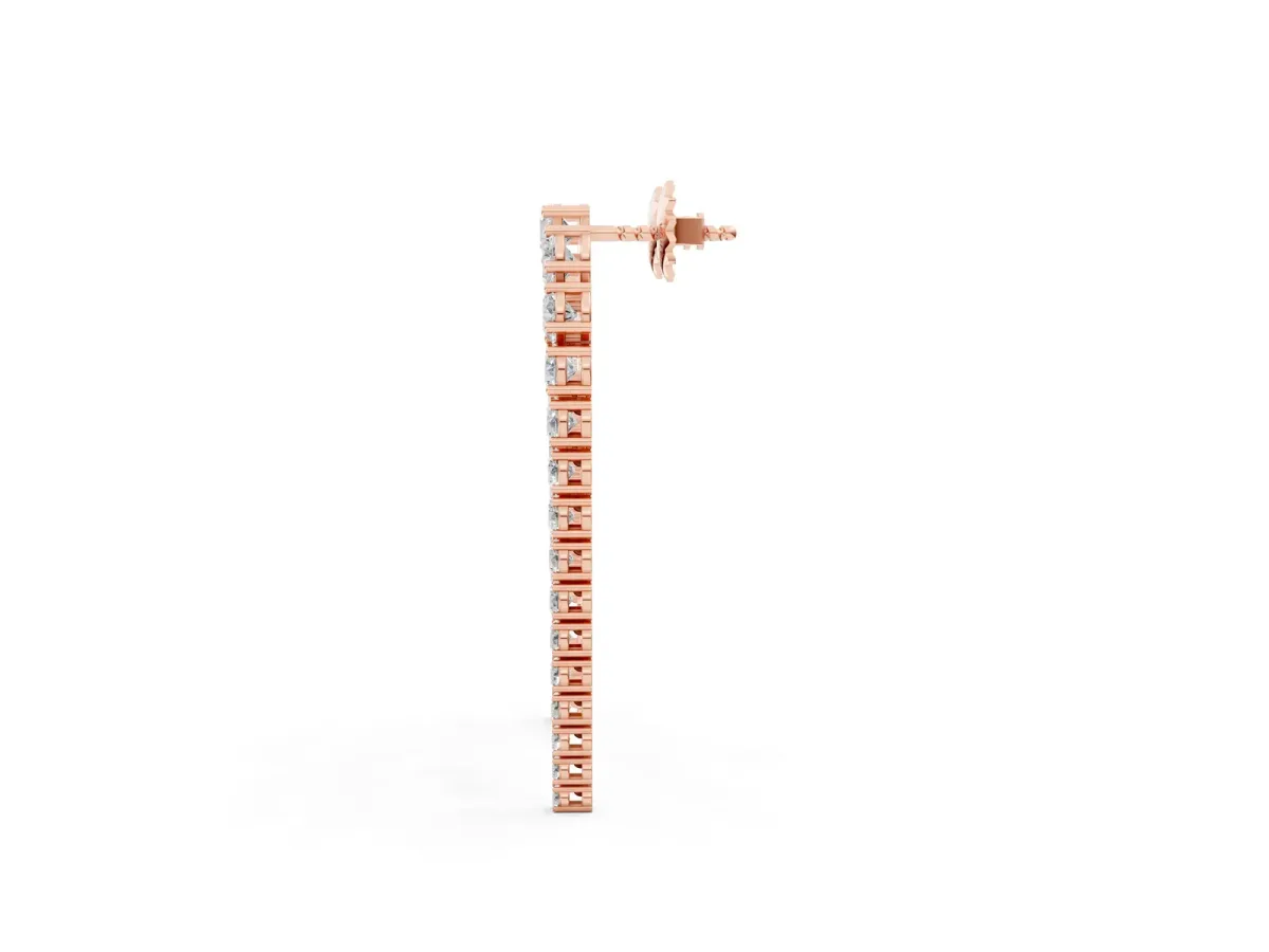 Round Diamond U-Shaped Drop Earrings Rose gold