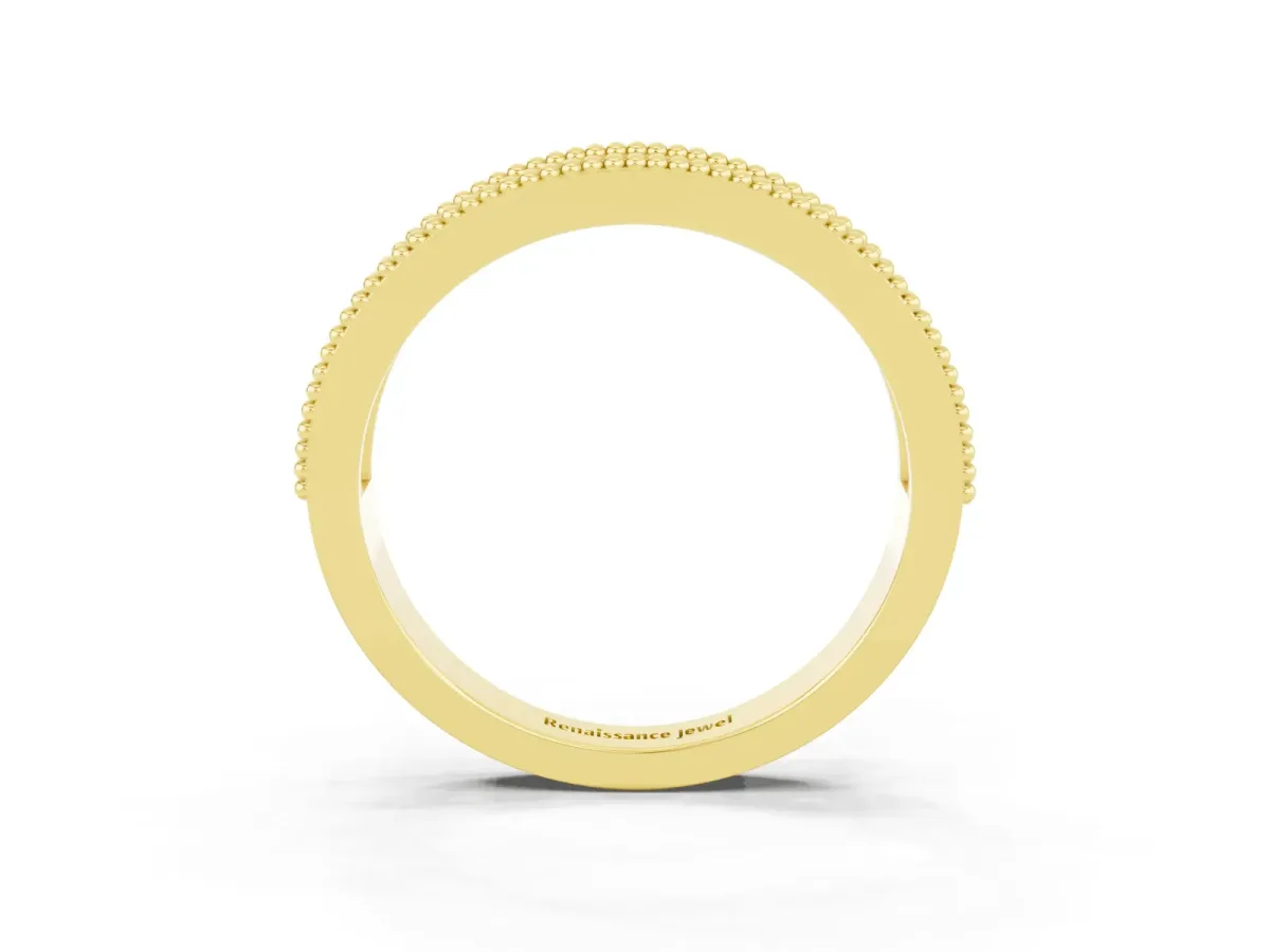 Round Morganite Twist Milgrain Band with Bezel Setting Yellow gold