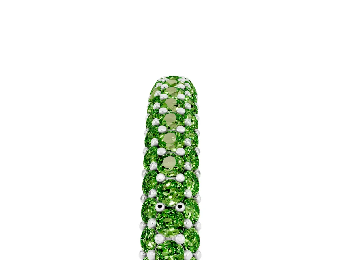 Round Peridot Pavé Eternity Band with Shared Prong Setting Silver