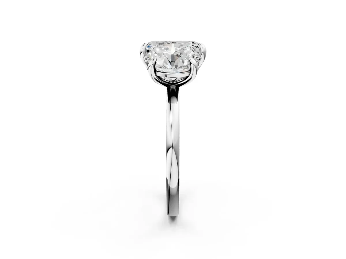 Round and Emerald Toi Moi Ring with Prong Setting and Plain Band Platinum