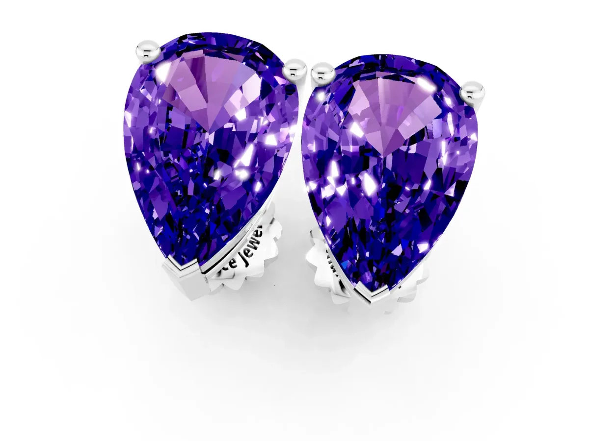 Pear Cut Tanzanite Stud Earrings Silver