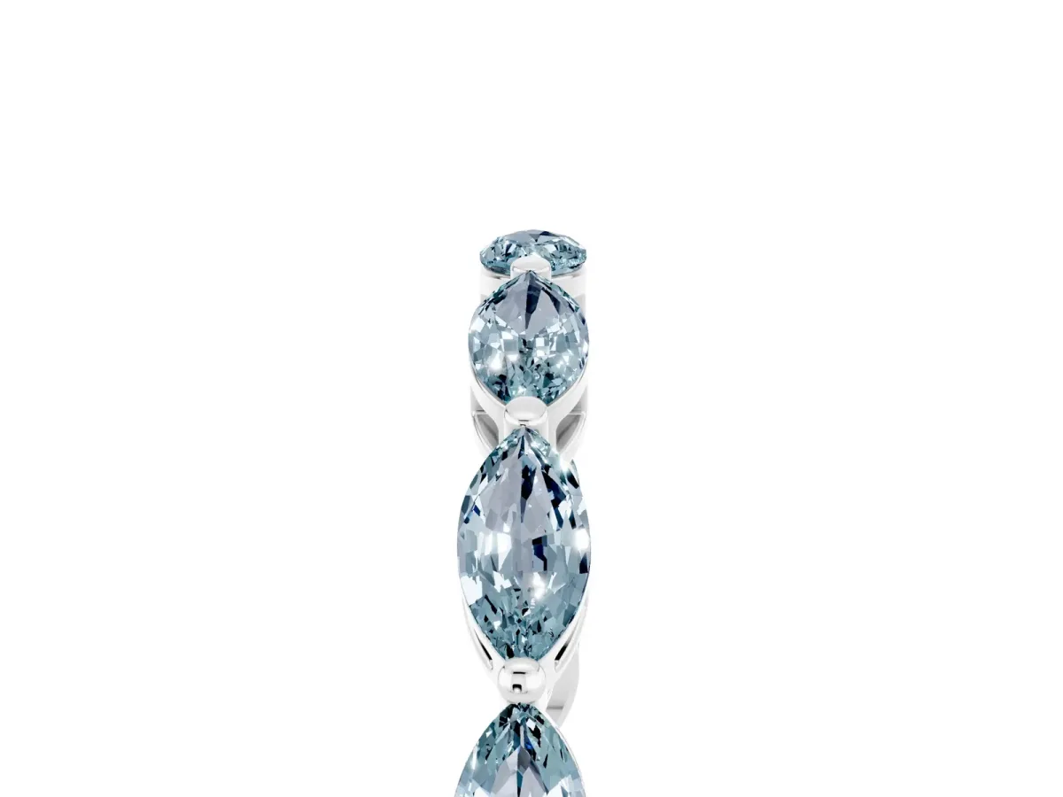 Marquise Aquamarine Eternity Band with U-Prong Setting Silver